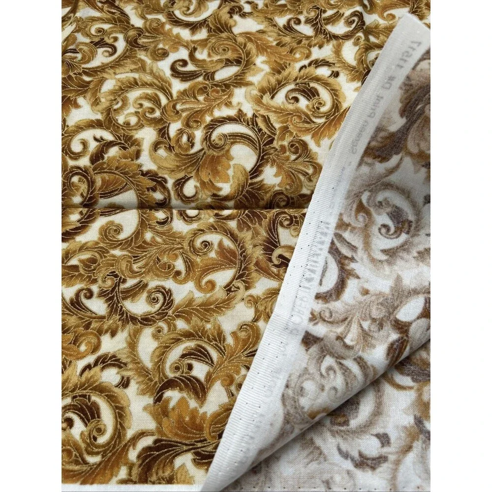 Peggy Toole Robert Kaufman Cotton Quilting Fabric Florentine Gold Scroll